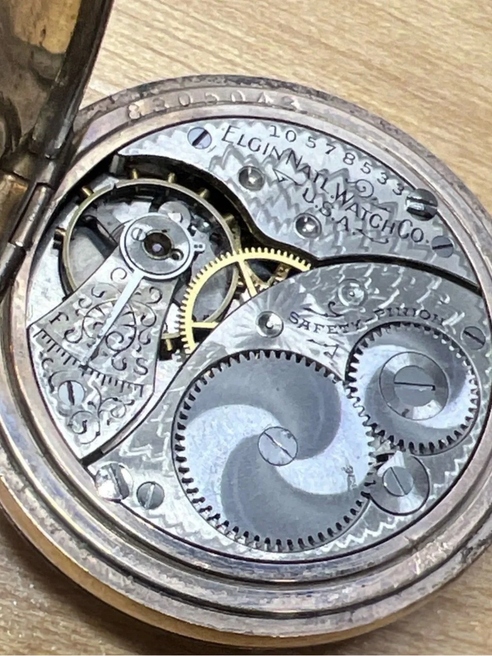 Vintage Elgin Double Hunter Case Gold Filled Ladies Pocket Watch Bird Design